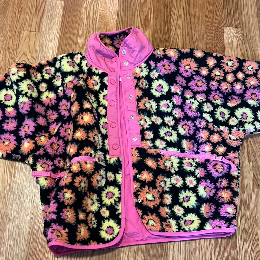 Free People Rocky Ridge Fleece Jacket Pink Daisy, size XS - Picture 11 of 14